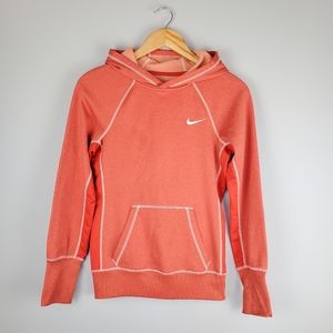 NIKE Therma-Fit Coral Orange and White Hoodie, Size XS